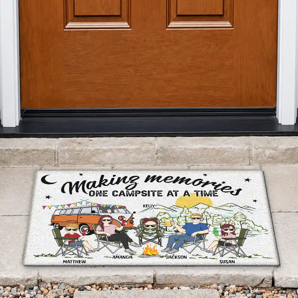 Making Memories One Campsite At A Time Camping Family - Personalized Doormat
