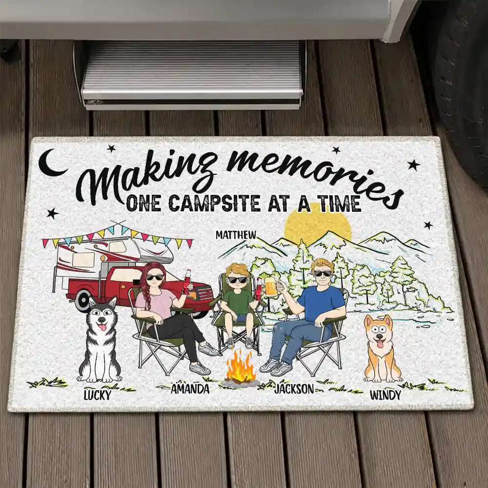 Making Memories One Campsite At A Time Camping Family - Personalized Doormat