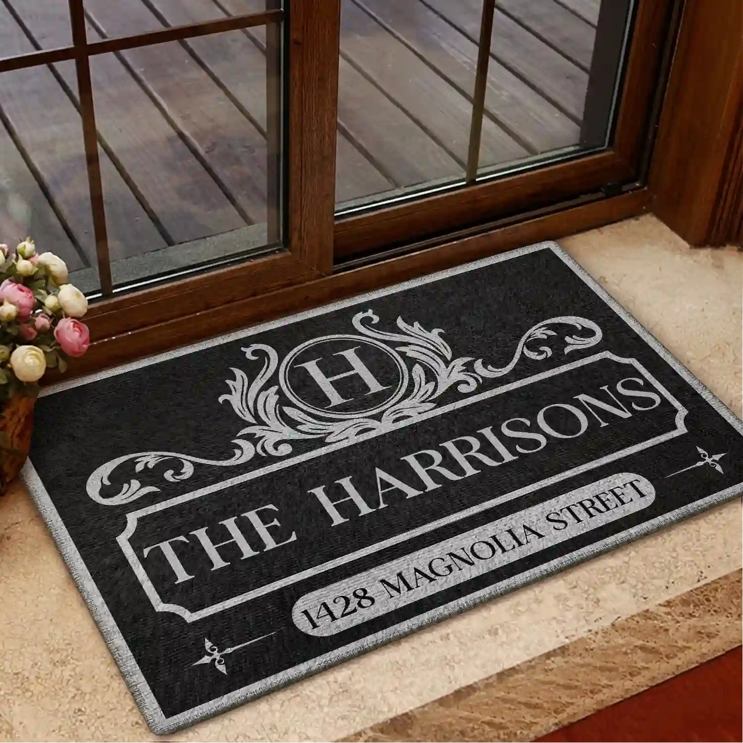 Family Monogram With Address Vintage Decor - Personalized Doormat