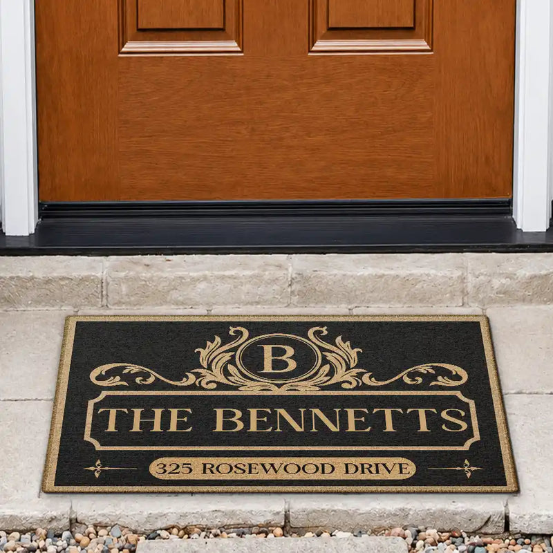 Family Monogram With Address Vintage Decor - Personalized Doormat