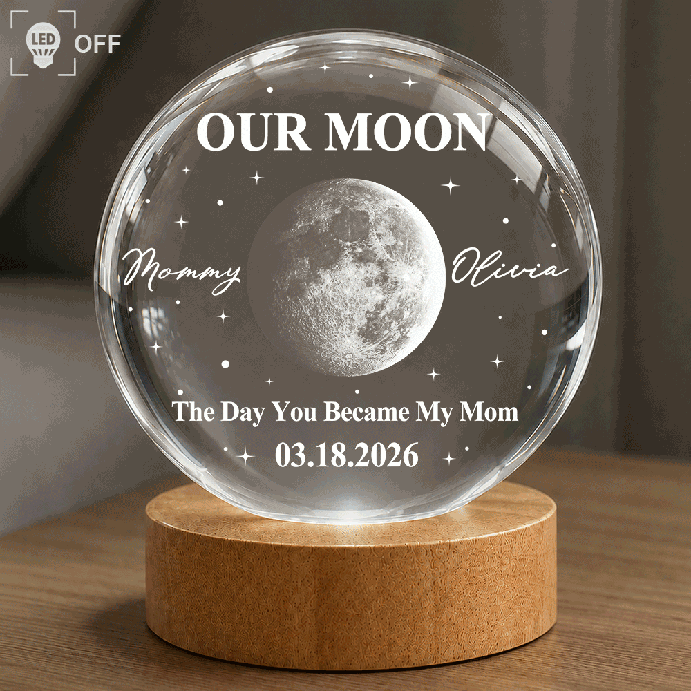 New Mom,New baby,Happy - Moon Phase Our First Mother's Day The Day You Became My Mom - Personalized Crystal Globe Lamp