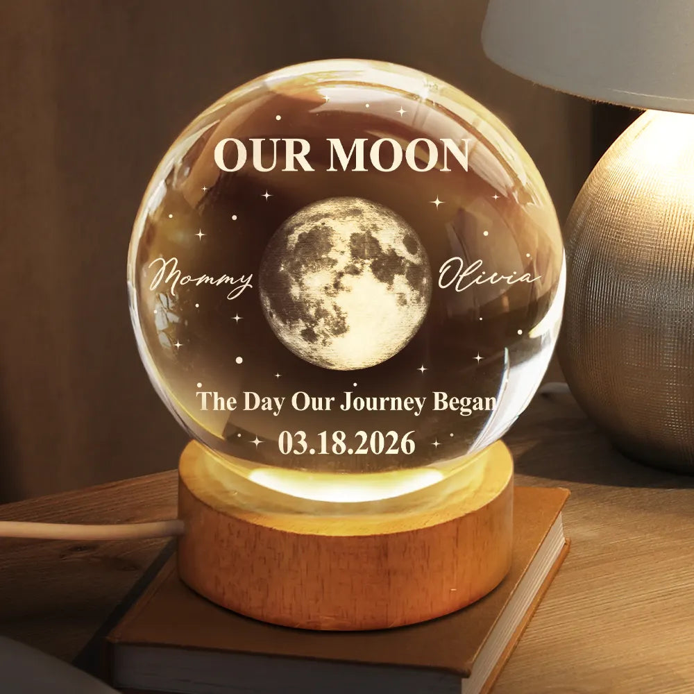 New Mom,New baby,Happy - Moon Phase Our First Mother's Day The Day You Became My Mom - Personalized Crystal Globe Lamp