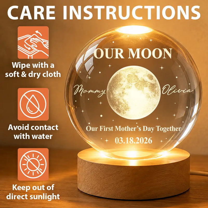 New Mom,New baby,Happy - Moon Phase Our First Mother's Day The Day You Became My Mom - Personalized Crystal Globe Lamp