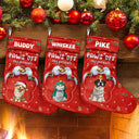 Dog Lovers, Dog Mom, Dog Dad, Dog Couple, Christmas, Happy - Paws Off My Presents 3D Effect Christmas Dog - Personalized Christmas Stocking