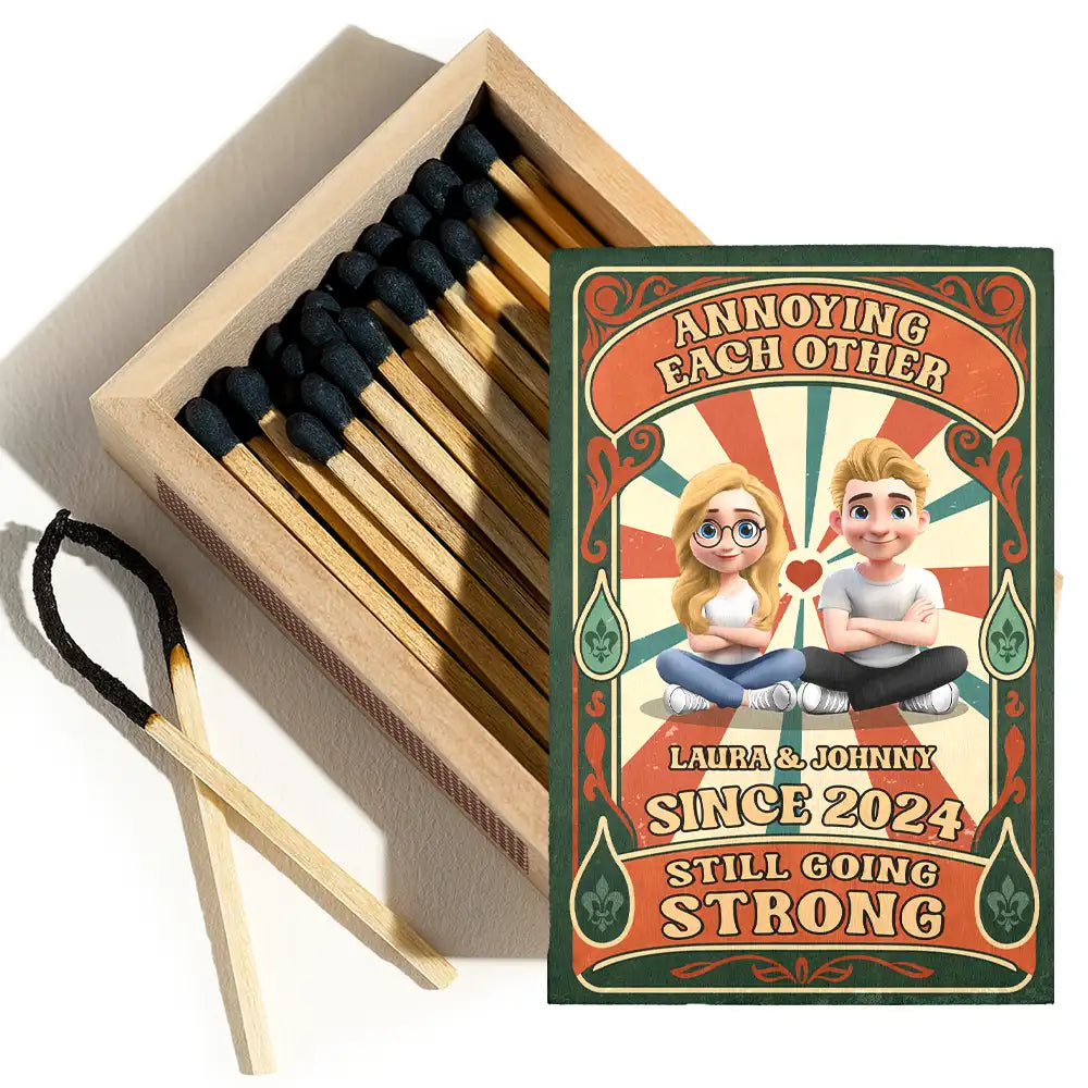 Gift For Couples,Old Couples,LGBT,Love - Annoying Each Other And Still Going Strong - Personalized Wooden Matchbox