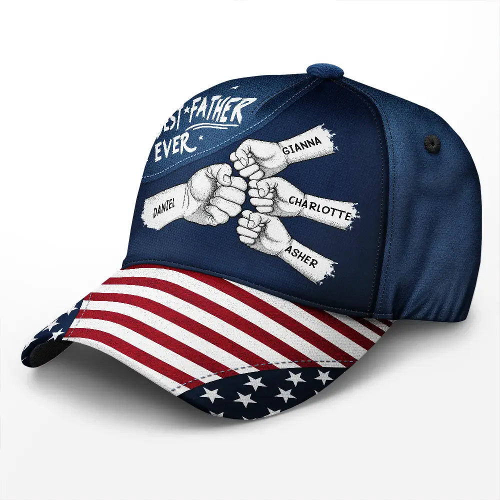 Gift For Husband,Parents,Gift For Yourself,Gift For Men,Gift For Grandpa,Gift For Father,Independence Day,Icon,Proud - US Flag Fist Bump Best Dad Ever - Personalized Classic Cap
