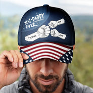 Gift For Husband,Parents,Gift For Yourself,Gift For Men,Gift For Grandpa,Gift For Father,Independence Day,Icon,Proud - US Flag Fist Bump Best Dad Ever - Personalized Classic Cap