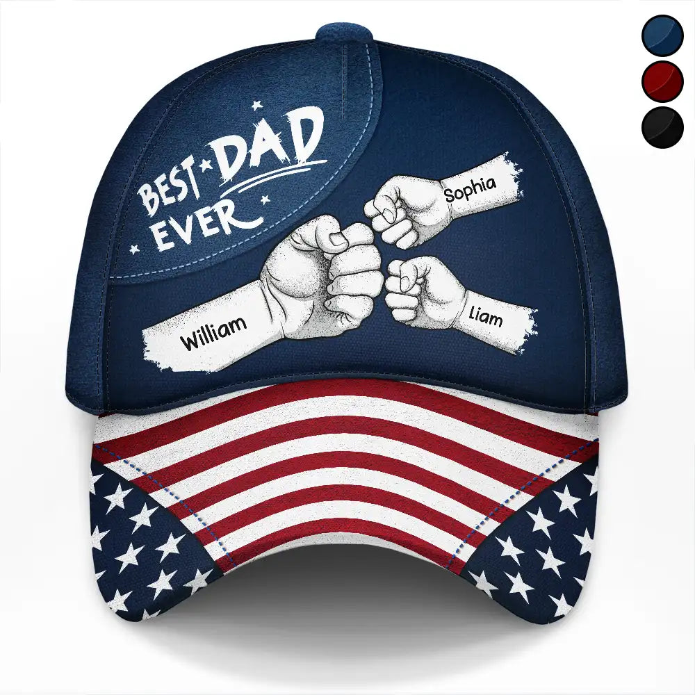 Gift For Husband,Parents,Gift For Yourself,Gift For Men,Gift For Grandpa,Gift For Father,Independence Day,Icon,Proud - US Flag Fist Bump Best Dad Ever - Personalized Classic Cap