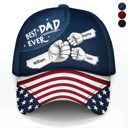 US Flag Fist Bump Best Dad Ever - Personalized Classic Cap
