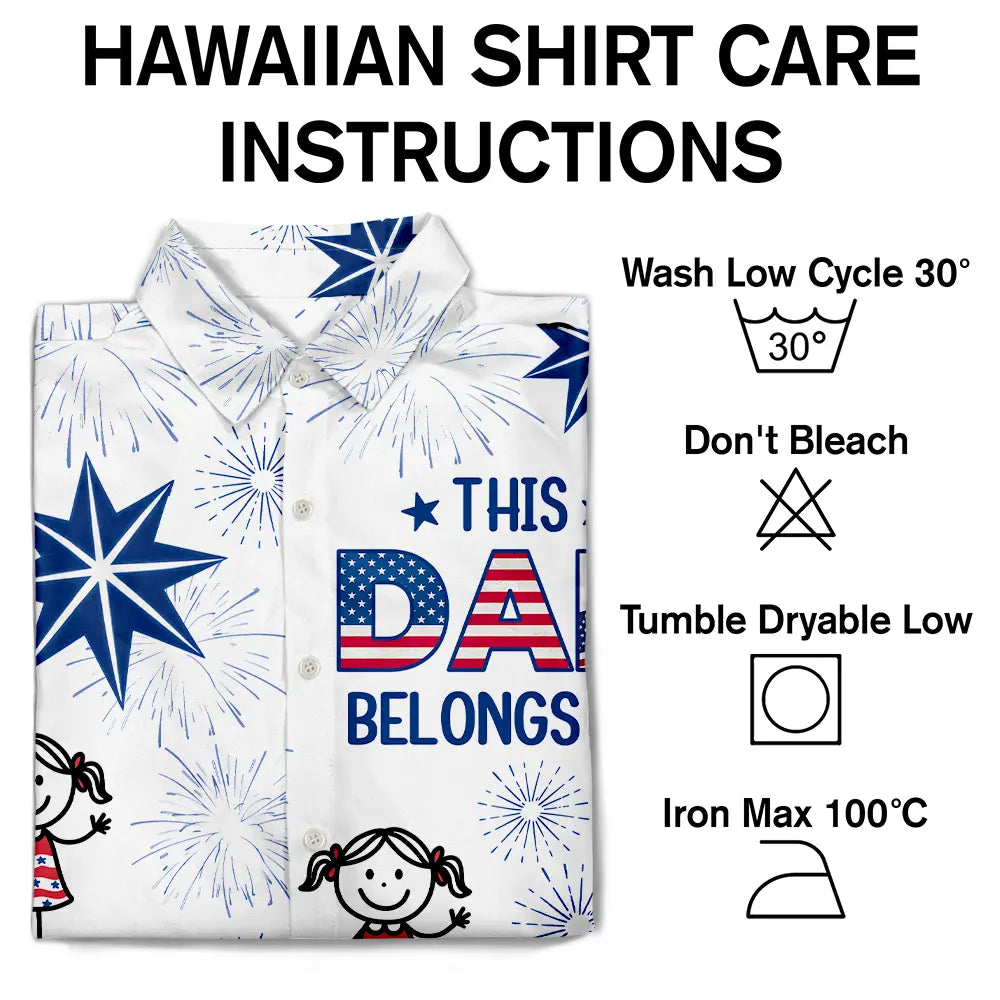 Gift For Husband,Parents,Gift For Yourself,Gift For Men,Gift For Grandpa,Gift For Father,Independence Day,Summer,Icon,Playful - US Flag My Heart Belongs To My Kids - Personalized Hawaiian Shirt