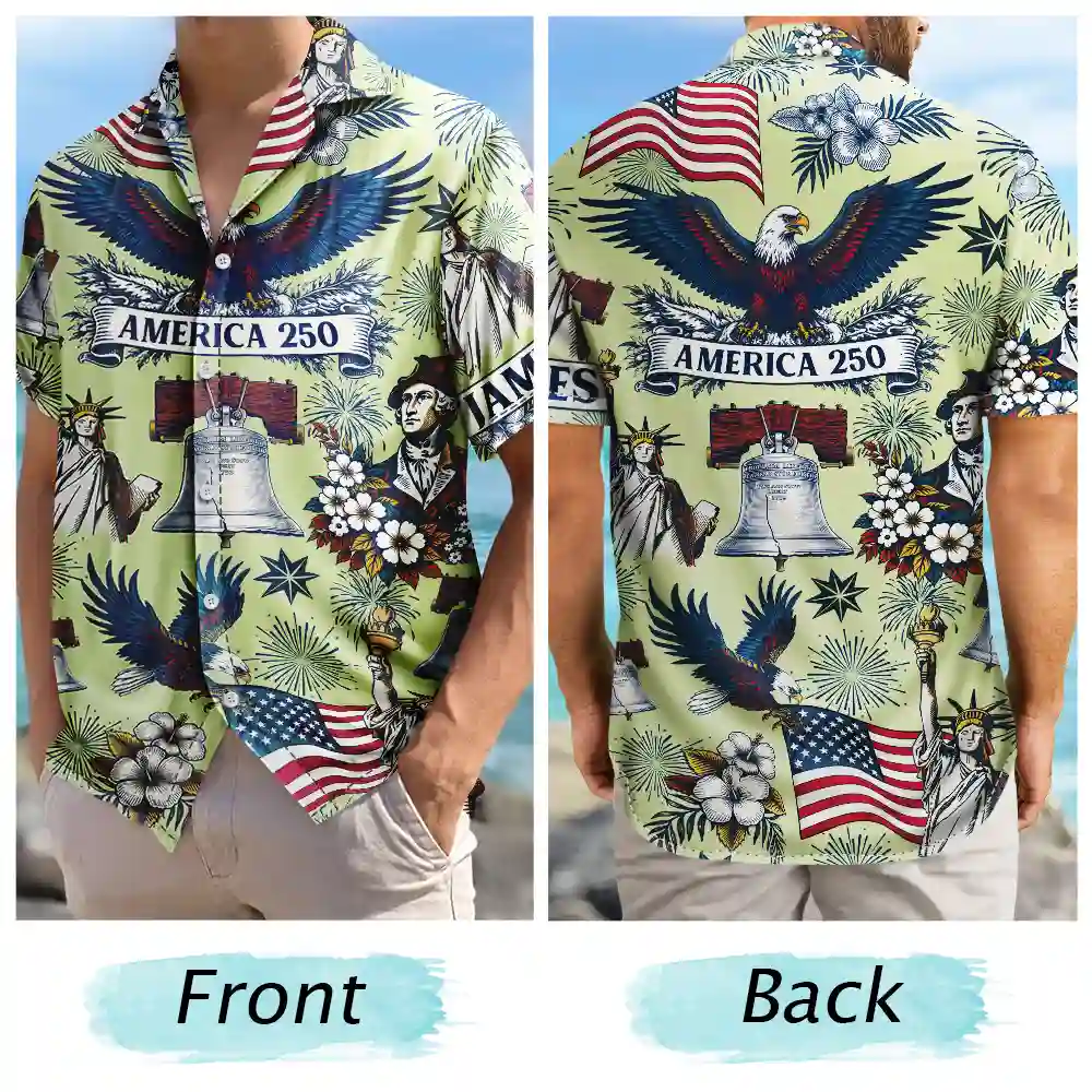 Independence Day,America 250th,Gift For Yourself,Gift For Women,Gift For Men,Proud - USA 250 Anniversary Eagle 1776 2026 - Personalized Hawaiian Shirt