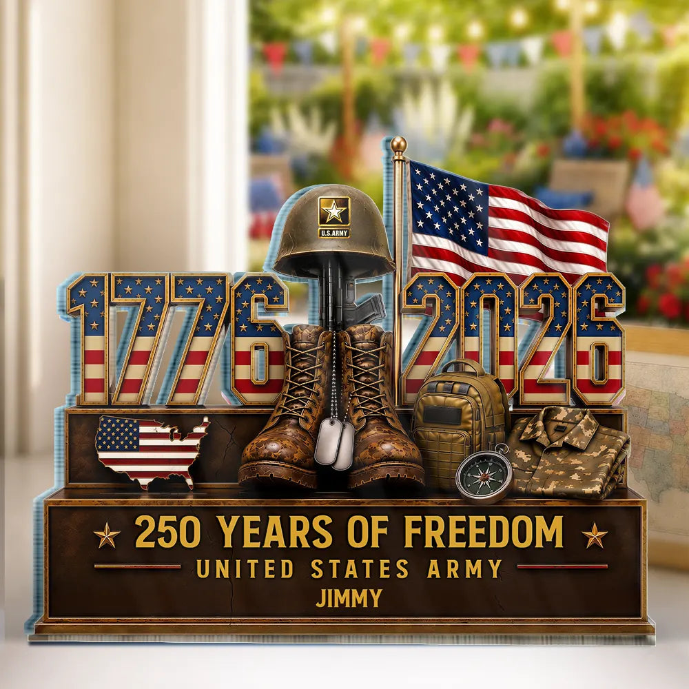 Veteran,Independence Day,America 250th,Gift For Men,Gift For Grandpa,Gift For Father,Gift For Son,Happy,Top Market,Icon,Proud - USA 250 Years Of Freedom 1776 - 2026 - Personalized Custom Shaped Acrylic Plaque