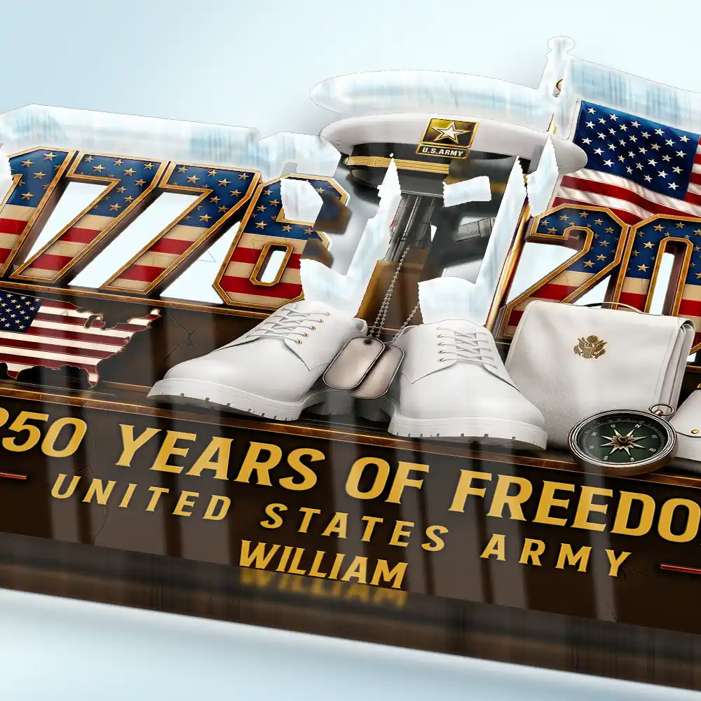 Veteran,Independence Day,America 250th,Gift For Men,Gift For Grandpa,Gift For Father,Gift For Son,Happy,Top Market,Icon,Proud - USA 250 Years Of Freedom 1776 - 2026 - Personalized Custom Shaped Acrylic Plaque