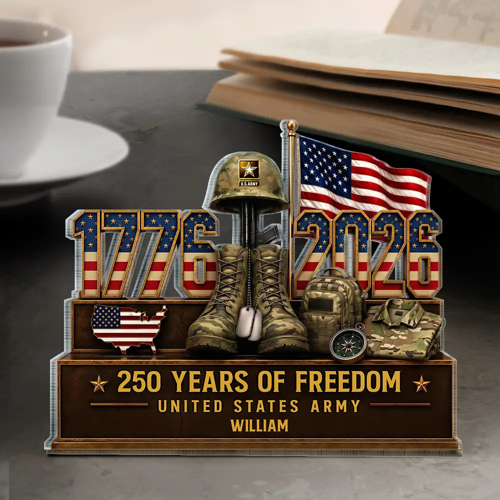 Veteran,Independence Day,America 250th,Gift For Men,Gift For Grandpa,Gift For Father,Gift For Son,Happy,Top Market,Icon,Proud - USA 250 Years Of Freedom 1776 - 2026 - Personalized Custom Shaped Acrylic Plaque
