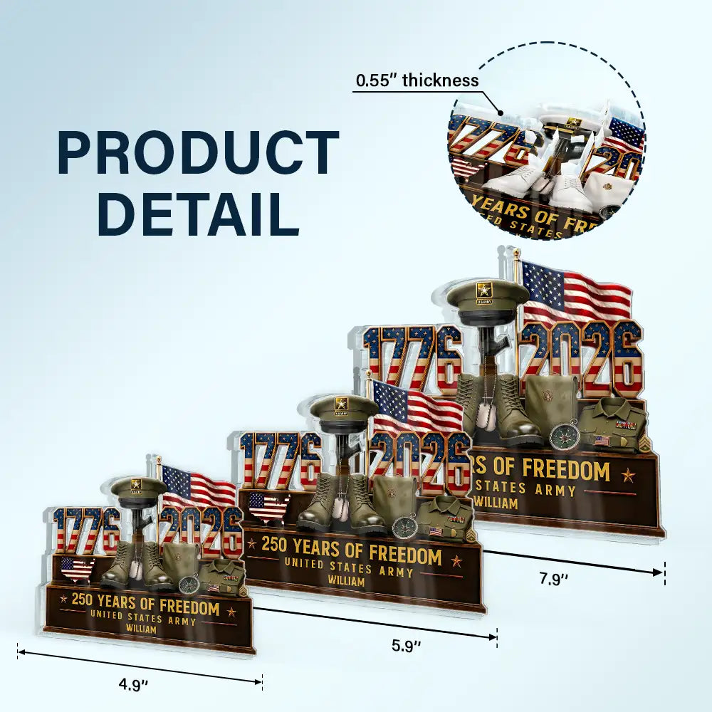 Veteran,Independence Day,America 250th,Gift For Men,Gift For Grandpa,Gift For Father,Gift For Son,Happy,Top Market,Icon,Proud - USA 250 Years Of Freedom 1776 - 2026 - Personalized Custom Shaped Acrylic Plaque