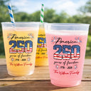 Independence Day,Family,America 250th,Proud - USA 250th Anniversary Family Celebrate - Personalized Frosted Cups