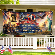 Family,Parents,Happy,America 250th - USA 250th Anniversary Land Of Liberty - Personalized Horizontal Banner