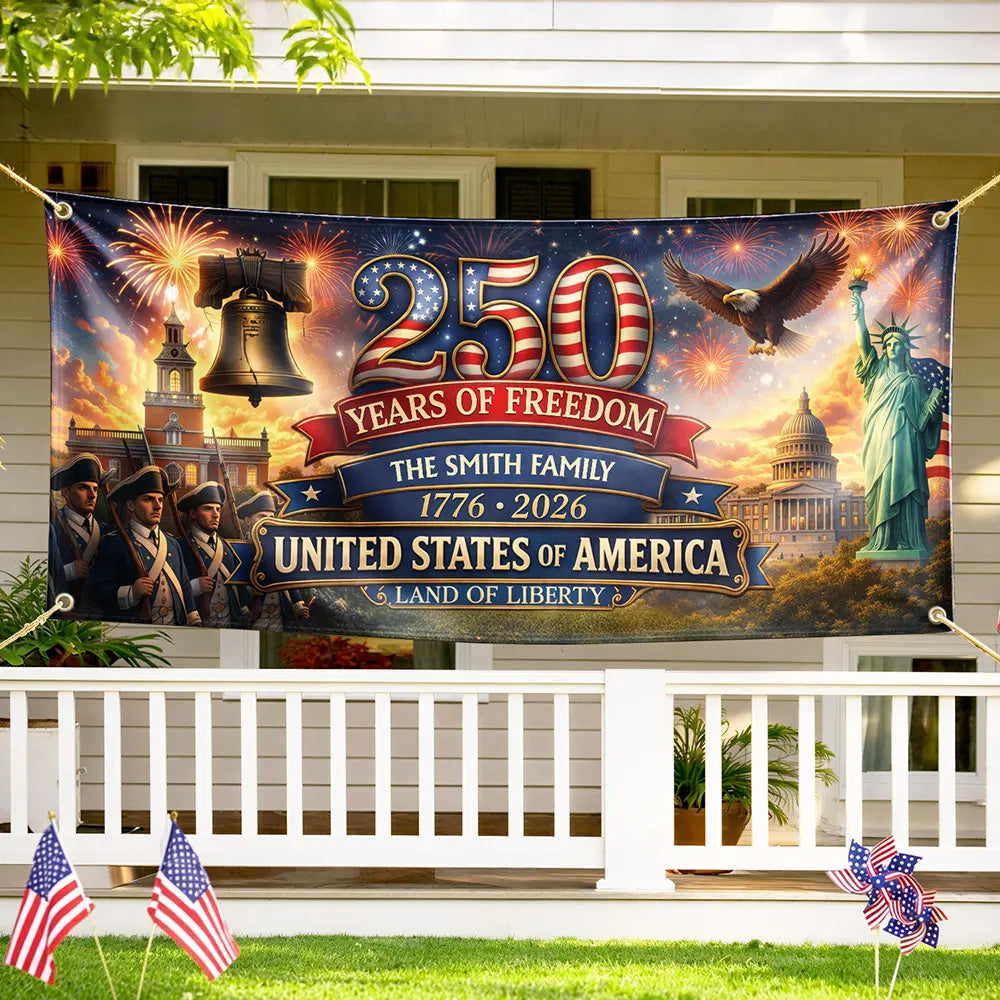 Family,Parents,Happy,America 250th - USA 250th Anniversary Land Of Liberty - Personalized Horizontal Banner