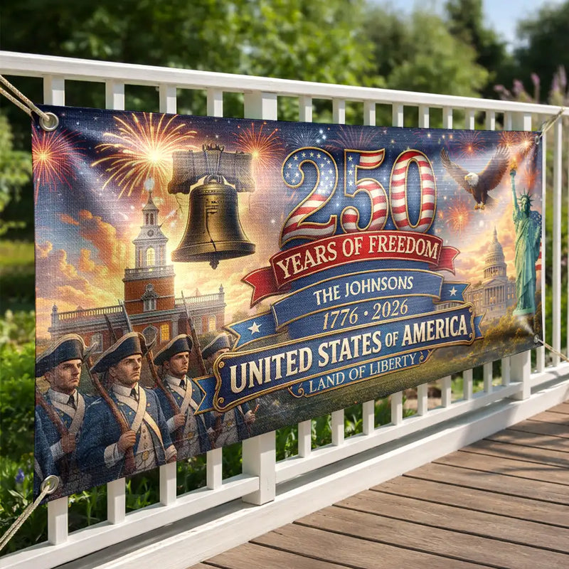Family,Parents,Happy,America 250th - USA 250th Anniversary Land Of Liberty - Personalized Horizontal Banner