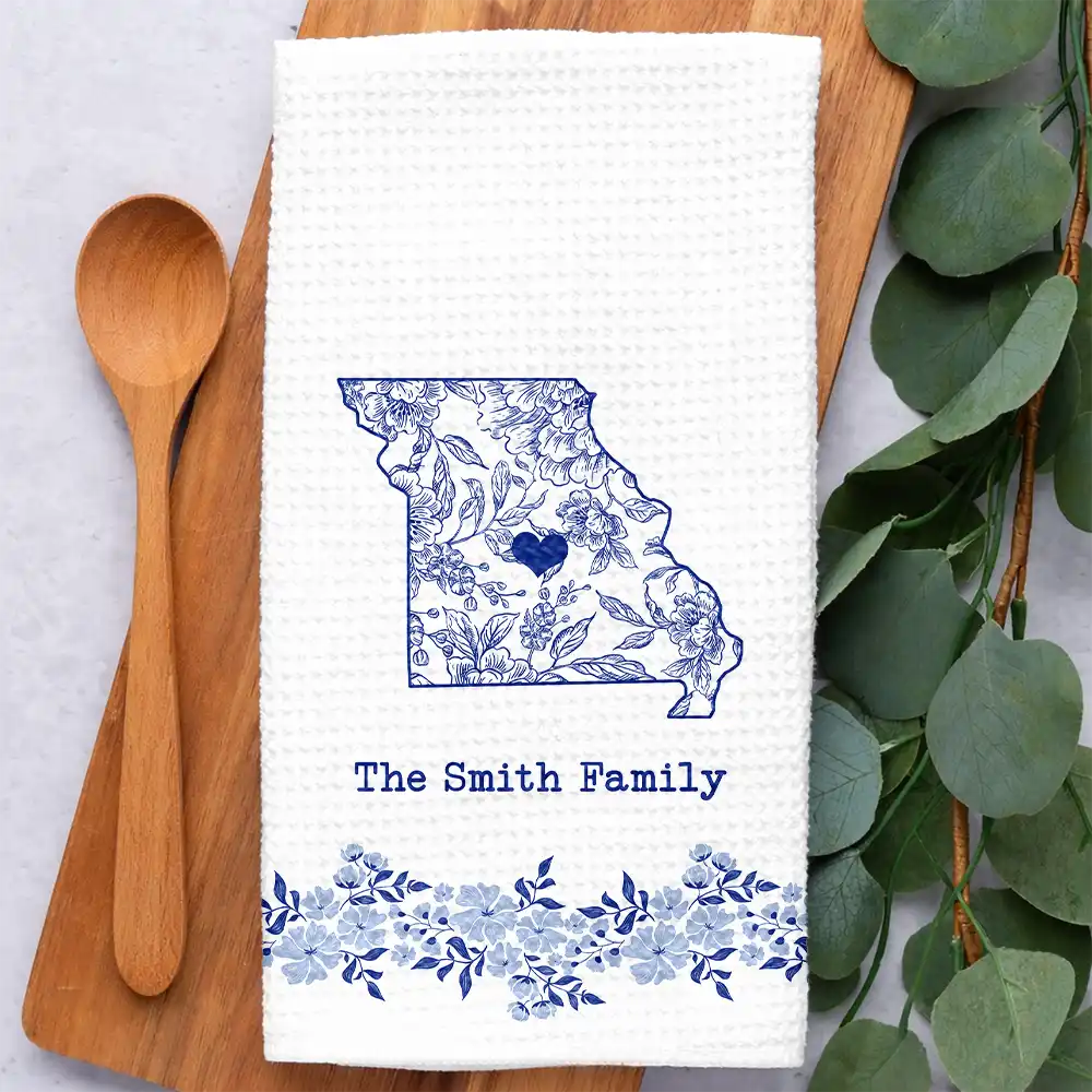 Independence Day,America 250th,Family,Parents,Gift For Grandparents,Icon,Proud - US Family States - Personalized Kitchen Towel