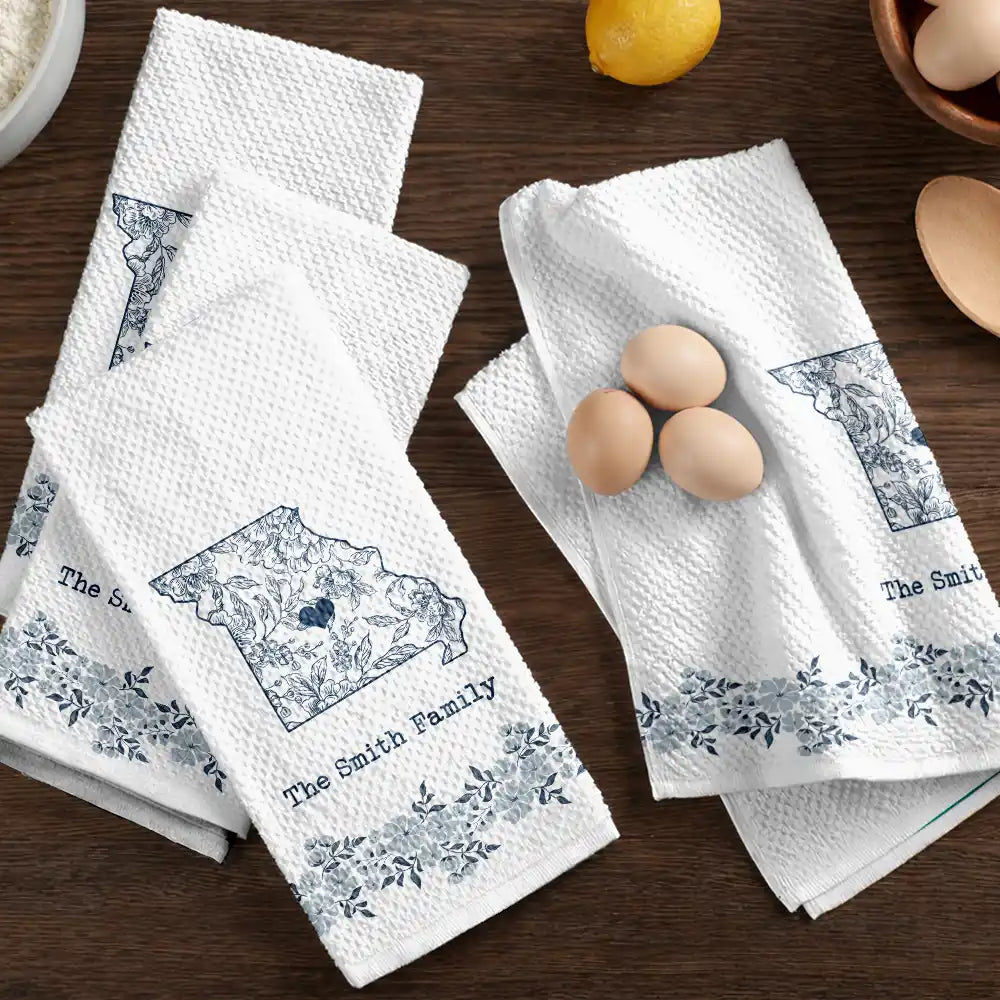 Independence Day,America 250th,Family,Parents,Gift For Grandparents,Icon,Proud - US Family States - Personalized Kitchen Towel