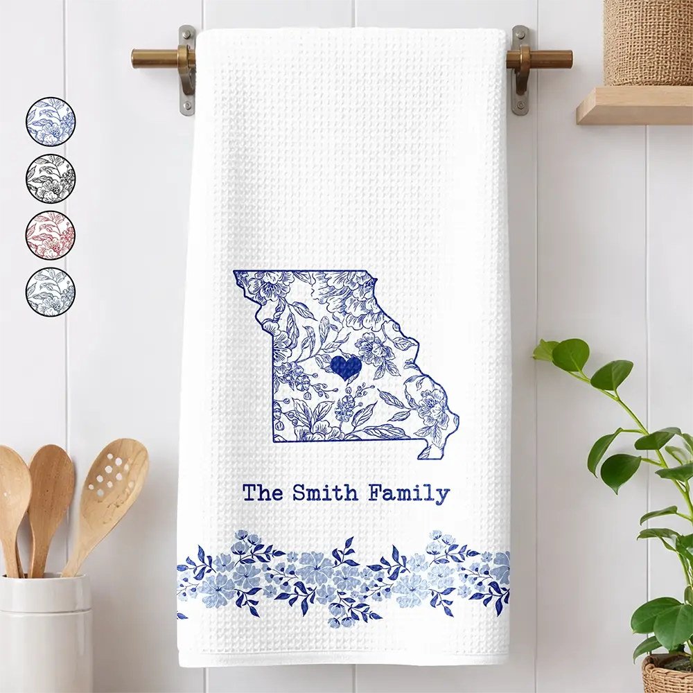 Independence Day,America 250th,Family,Parents,Gift For Grandparents,Icon,Proud - US Family States - Personalized Kitchen Towel