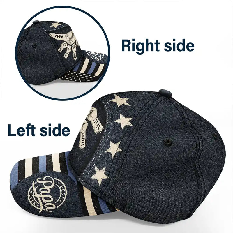 Independence Day,Gift For Men,Gift For Father,Gift For Husband,Gift For Uncle,Gift For Grandpa,Icon,Proud - US Flag Fist Bump Best Dad Grandpa Ever - Personalized Classic Cap