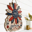 America 250th,Independence Day,Gift For Grandma,Top Market,Adorable,Custom Text - US Flag Grandma Sunflower 250th Anniversary - Personalized Custom Shaped Wood Sign