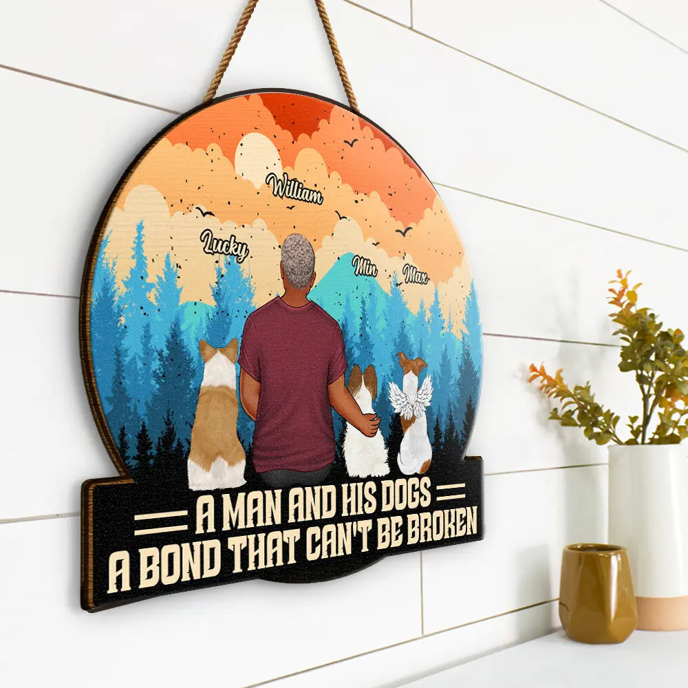Dog Lovers ,Dog Mom, Dog Dad, Happy - Unbreakable Bond Dog Mom Dog Dad - Personalized Custom Shaped Wood Sign