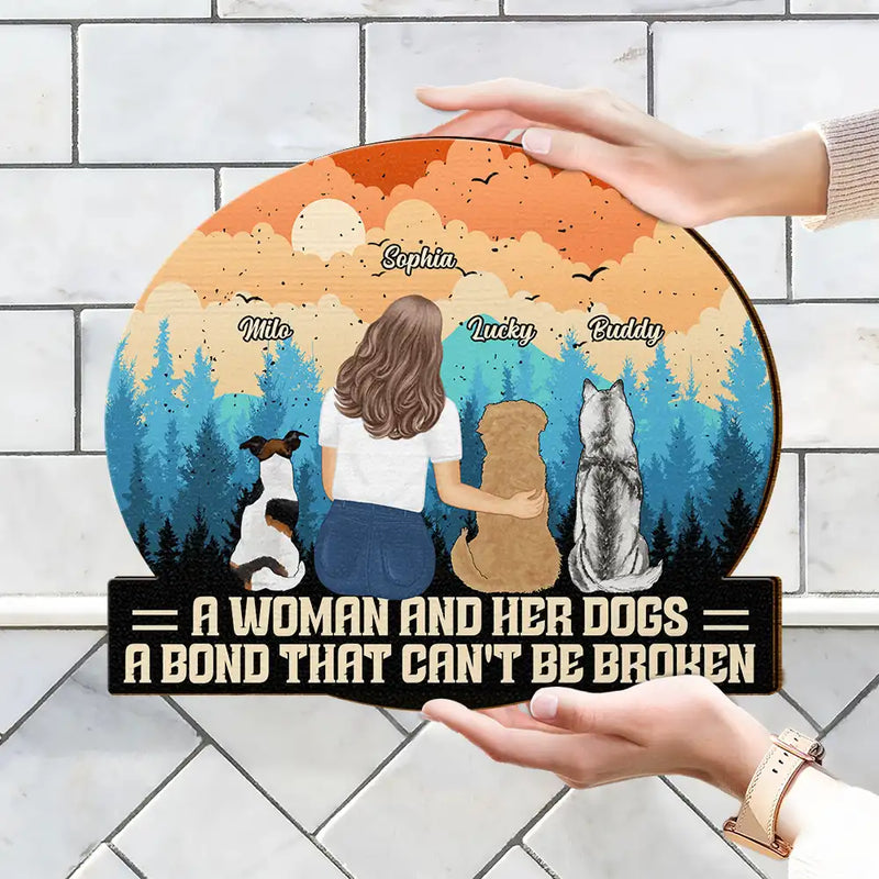 Dog Lovers ,Dog Mom, Dog Dad, Happy - Unbreakable Bond Dog Mom Dog Dad - Personalized Custom Shaped Wood Sign