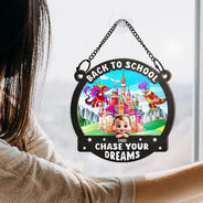 Gift For Kids,Happy - Unicorn Chase Your Dreams - Personalized Window Hanging Suncatcher Ornament