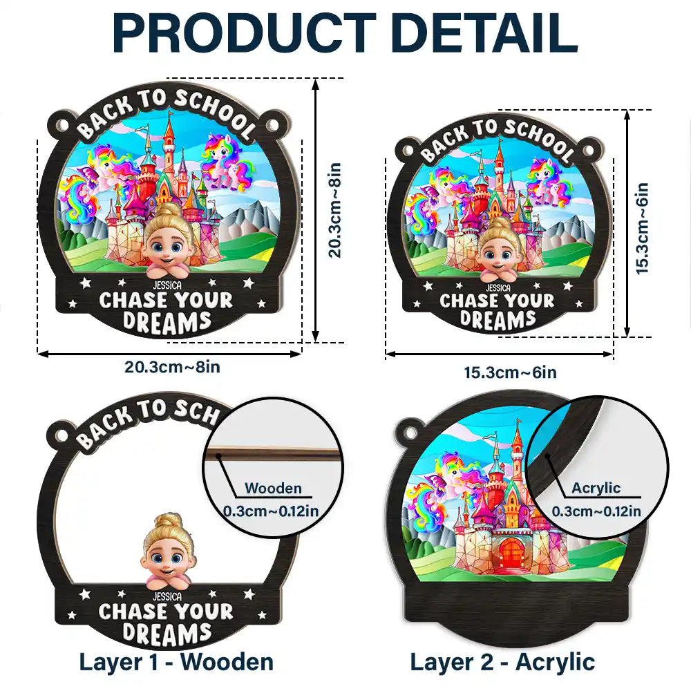 Gift For Kids,Happy - Unicorn Chase Your Dreams - Personalized Window Hanging Suncatcher Ornament