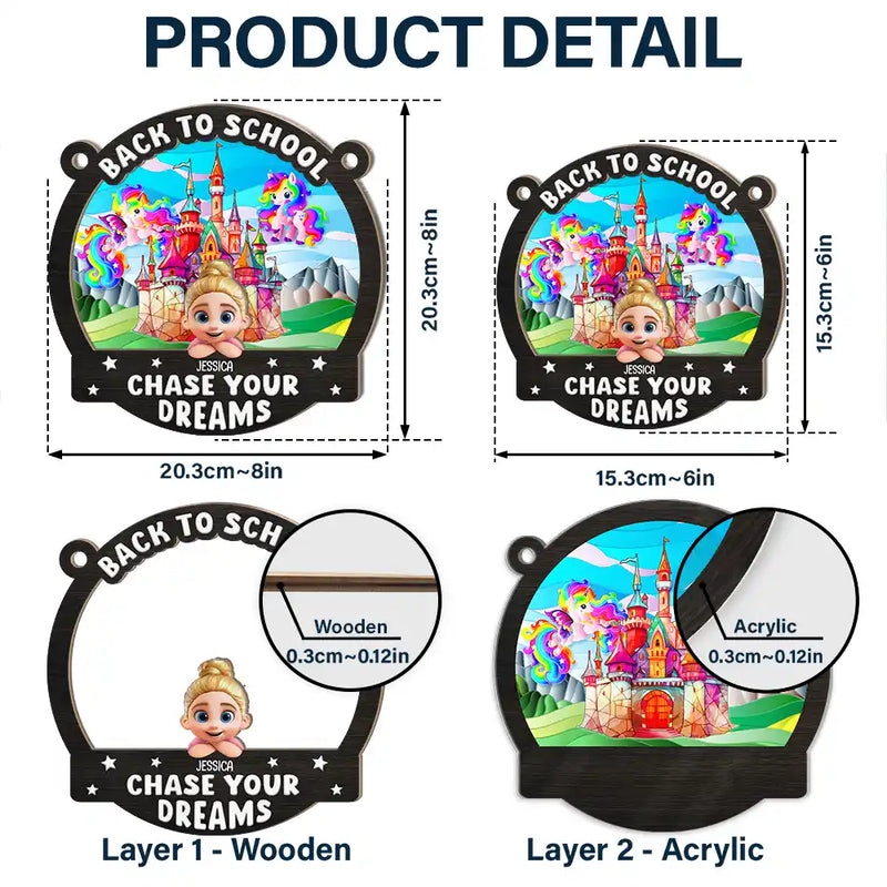 Gift For Kids,Happy - Unicorn Chase Your Dreams - Personalized Window Hanging Suncatcher Ornament