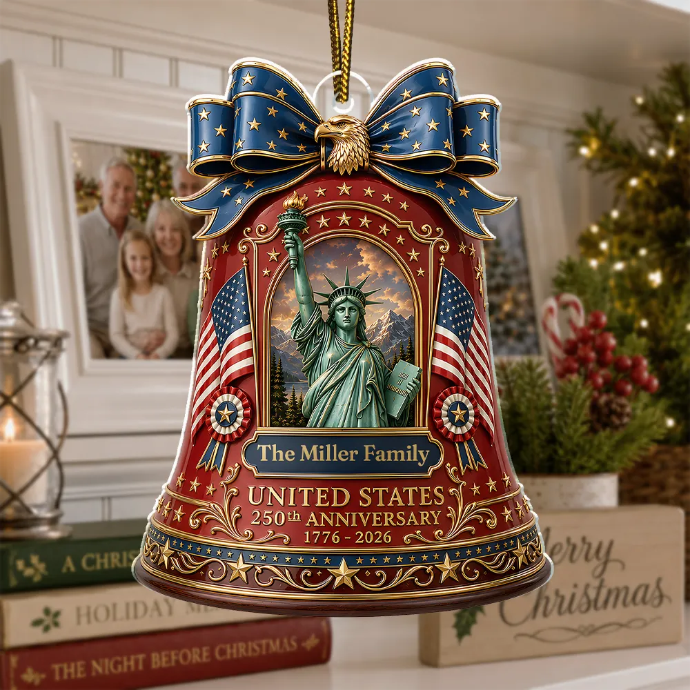 America 250th, Independence Day, Top Market, Family, Proud, Custom Text - United States 250th Anniversary - Personalized Custom Shaped Acrylic Ornament