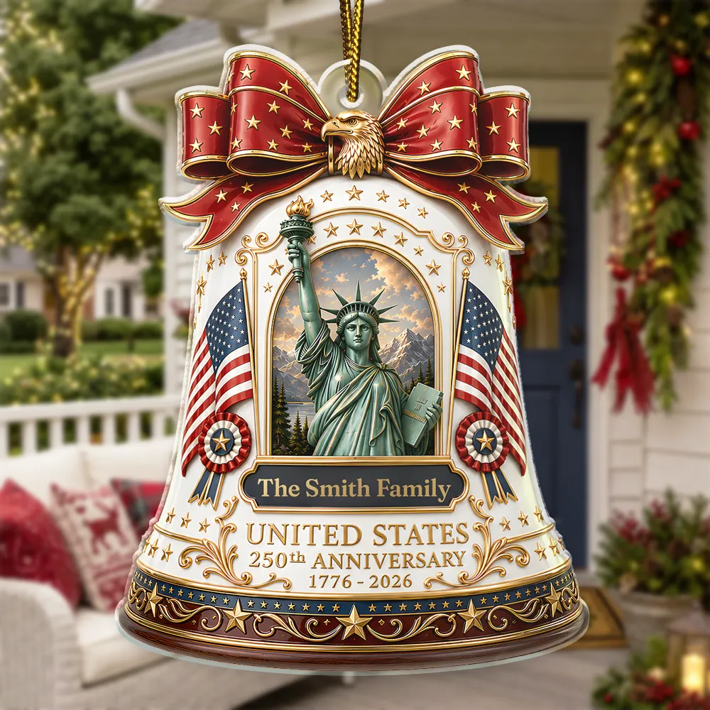 America 250th, Independence Day, Top Market, Family, Proud, Custom Text - United States 250th Anniversary - Personalized Custom Shaped Acrylic Ornament