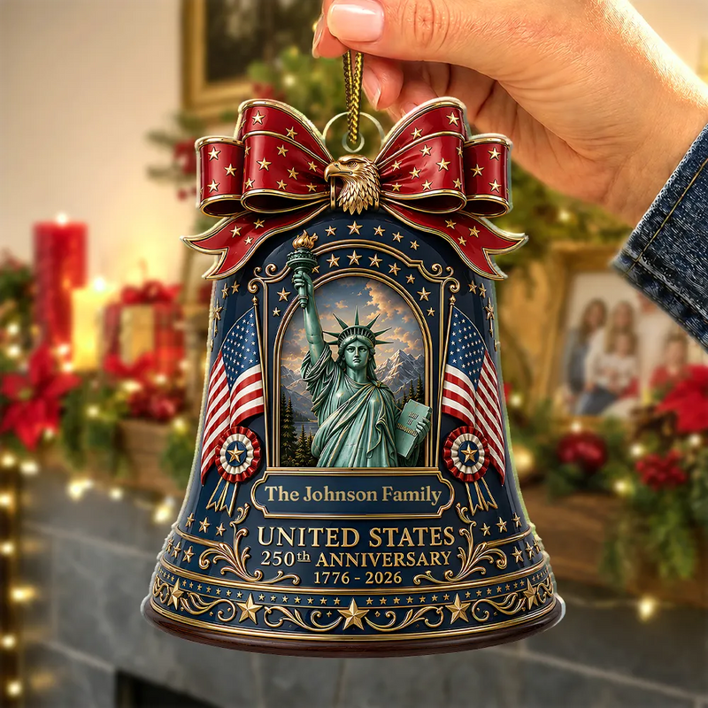 America 250th, Independence Day, Top Market, Family, Proud, Custom Text - United States 250th Anniversary - Personalized Custom Shaped Acrylic Ornament