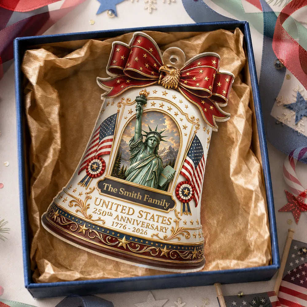 America 250th, Independence Day, Top Market, Family, Proud, Custom Text - United States 250th Anniversary - Personalized Custom Shaped Acrylic Ornament