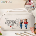 Gift For Bestie,Funny - Unpaid Therapist - Personalized Leather Makeup Bag