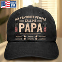 Gift For Father,Gift For Grandpa,Happy,Icon,Proud - My Favorite People Call Me Dad Grandpa Stars & Stripes - Personalized Vintage Washed Denim Cap