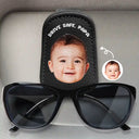 Custom Photo Drive Safe Get Home Daddy, Papa, Husband - Personalized Sunglasses Holder For Car Visor