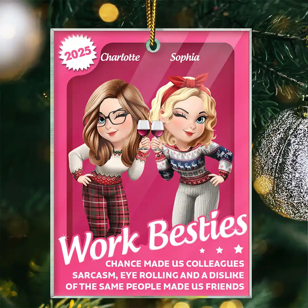 Chance Made Us Colleagues 3D Effect Besties - Personalized Custom Shaped Acrylic Ornament