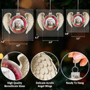 Memorial,Pet Lovers,Custom Photo,Sad,Christmas - Custom Photo Angel Wings Paw Pet Memorial Forever Loved - Personalized Custom Shaped Glass Ornament