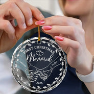 Gift For Couples,Gift For Husband,Gift For Wife,Gift For Boyfriend,Gift For Girlfriend,LGBT,Married ,Engaged,Love,Christmas - Couple Holding Hands We Got This - 3D Silver Effect Printed, Personalized Circle Glass Ornament