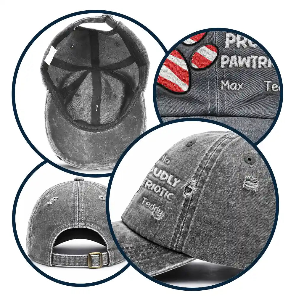 Pet Lovers,Independence Day,Happy - America Proudly Pawtriotic Custom Pet Name - Personalized Embroidered Distressed Cap