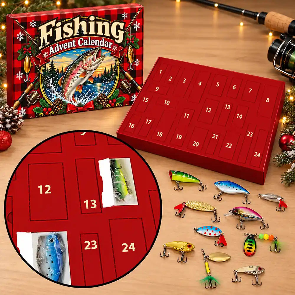 Adorable, Christmas, Gift For Couples, Gift For Him, Gift For Husband, No Custom - Squishy Fishing Gift For Husband And Son, Daughter - Personalized Christmas Countdown Advent Calendar