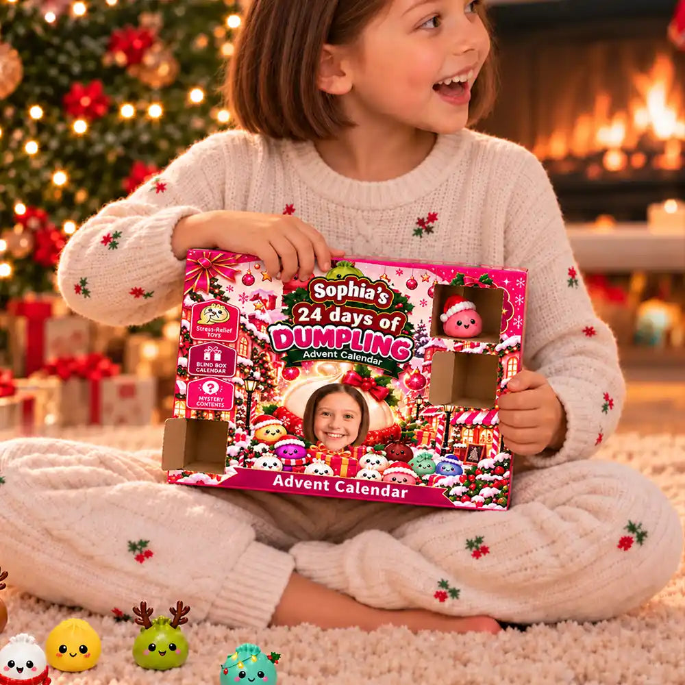 Adorable,Christmas,Custom Photo,Cut-Face Photo,Gift For Kids - Squishy 24 Days Of Dumpling Festive Gift For Kids - Personalized Custom Photo Christmas Countdown Advent Calendar
