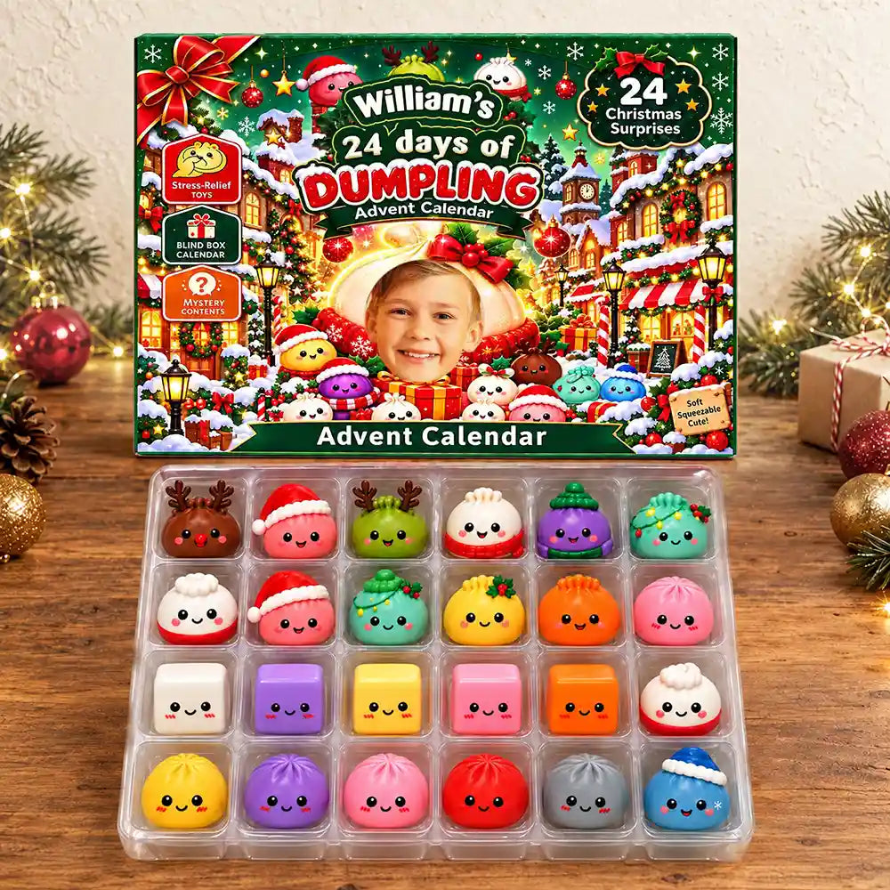 Adorable,Christmas,Custom Photo,Cut-Face Photo,Gift For Kids - Squishy 24 Days Of Dumpling Festive Gift For Kids - Personalized Custom Photo Christmas Countdown Advent Calendar