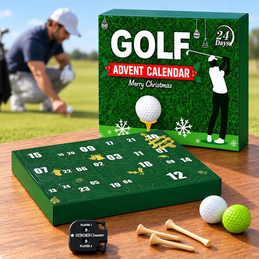Christmas,Gift For Couples,Gift For Him,Gift For Husband,Golf,Happy,No Custom - Golf Gift For Husband And Son, Dad, Grandpa - Christmas Countdown Box Advent Calendar