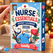 Adorable,Christmas,Custom Text,Nurse - Custom Name Nurse Charm - Personalized Christmas Countdown Advent Calendar