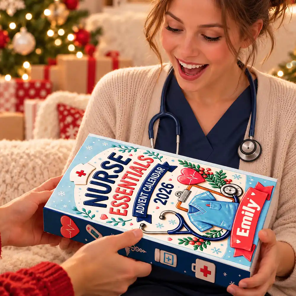Adorable,Christmas,Custom Text,Nurse - Custom Name Nurse Charm - Personalized Christmas Countdown Advent Calendar